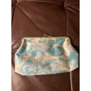 Vintage Lucite 1950's Abstract floral design clutch Made In USA Gold Tone Frame